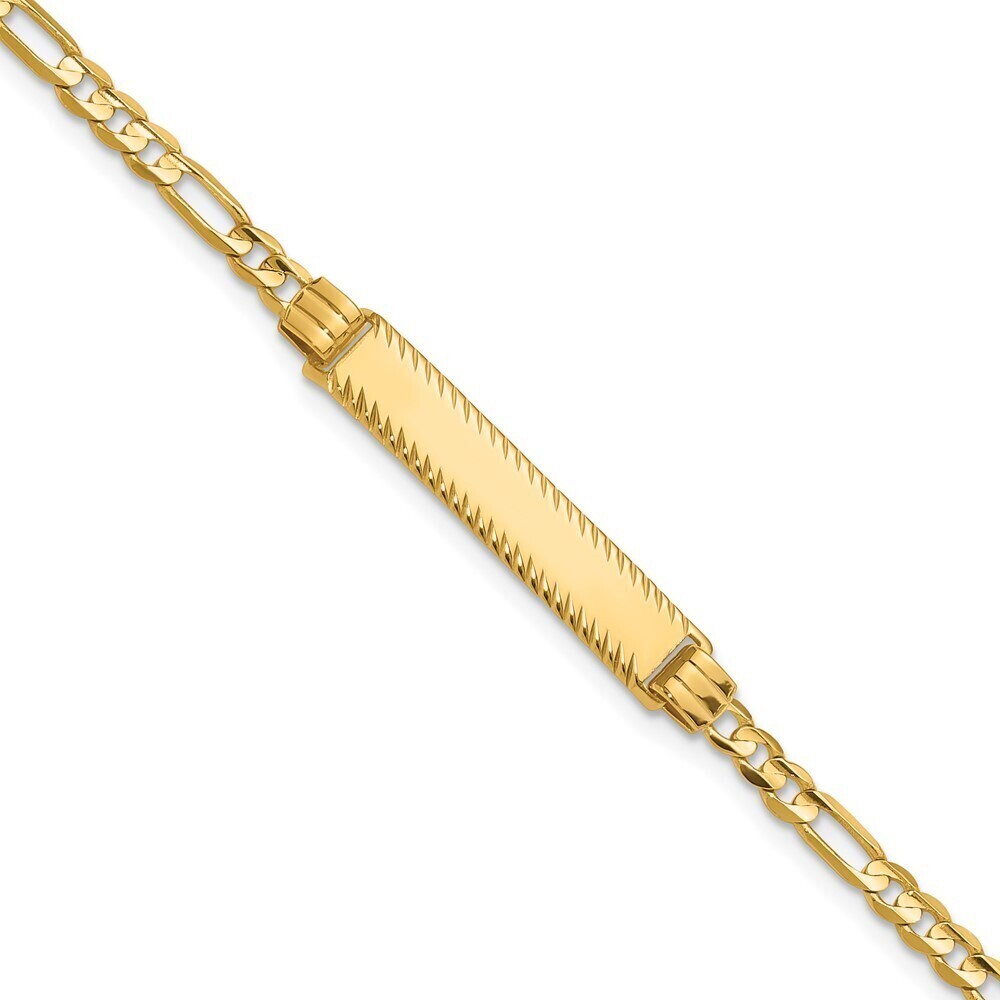 Kazi Luxury 14k 3.0mm Figaro Diamond Cut ID Bracelet
